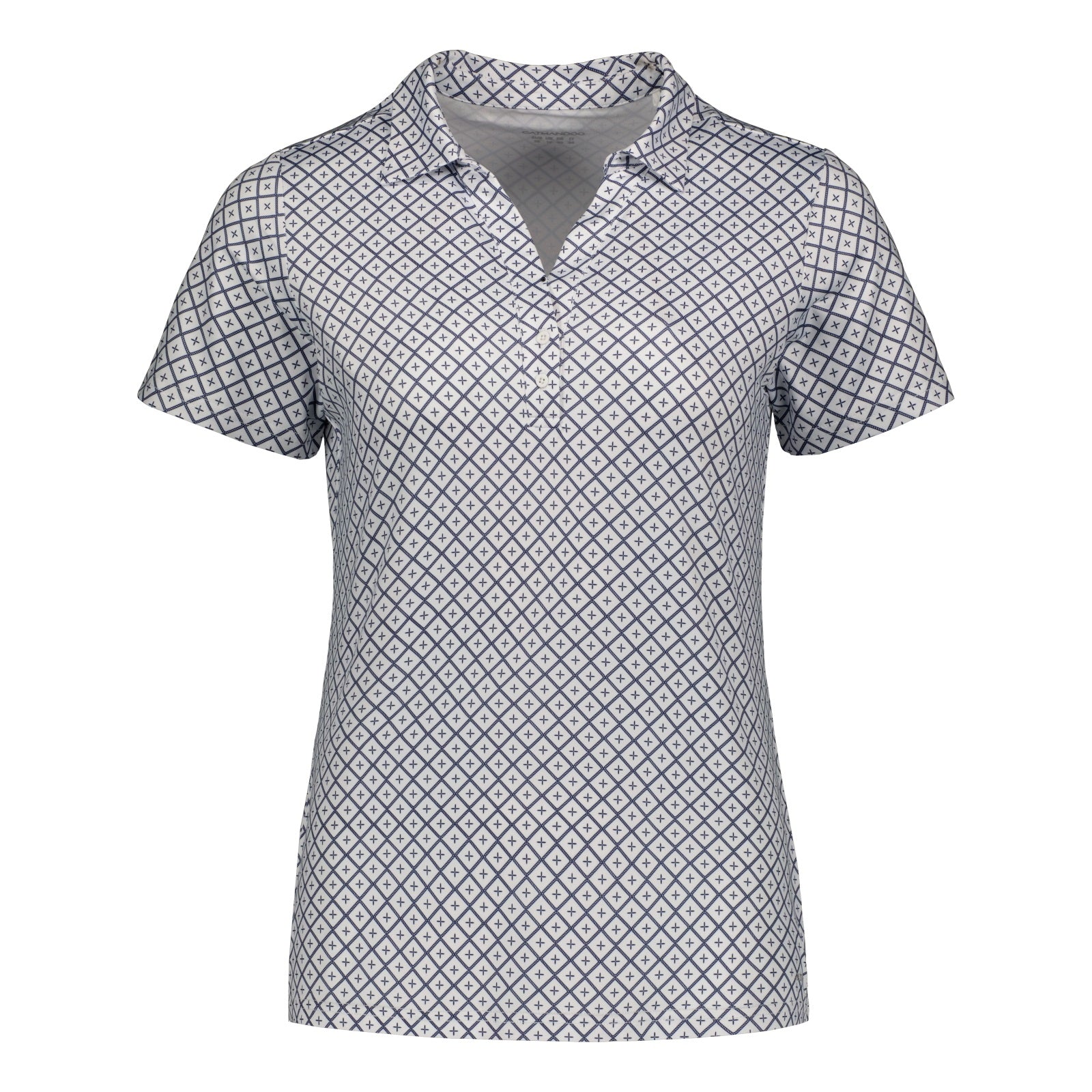 Catmandoo Ladies Print Polo Shirt in White & Navy - The Golf Outfit