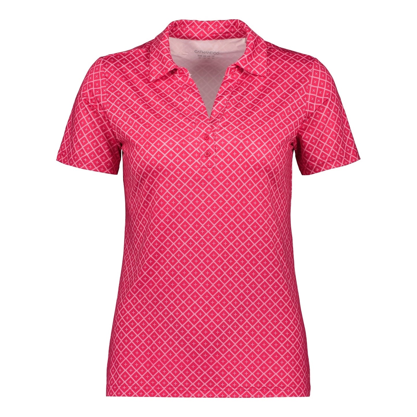 Catmandoo Ladies Print Polo Shirt in Deep Rose