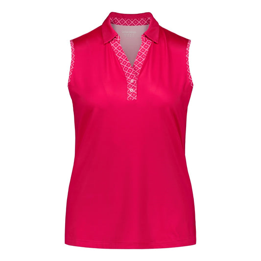 823119_0087 Catmandoo Sabrina Ladies Sleeveless Polo Shirt Pink Product Image Front