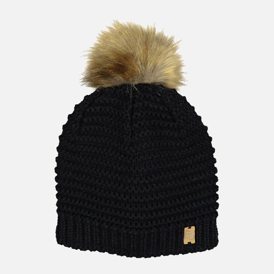 872903 Catmandoo Kurje Rib Knit Fur Bobble Hat Black Product Image