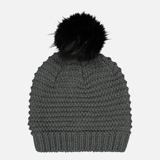 882318 Catmandoo Ilo Reverse Knit Fur Bobble Hat Grey Product Image