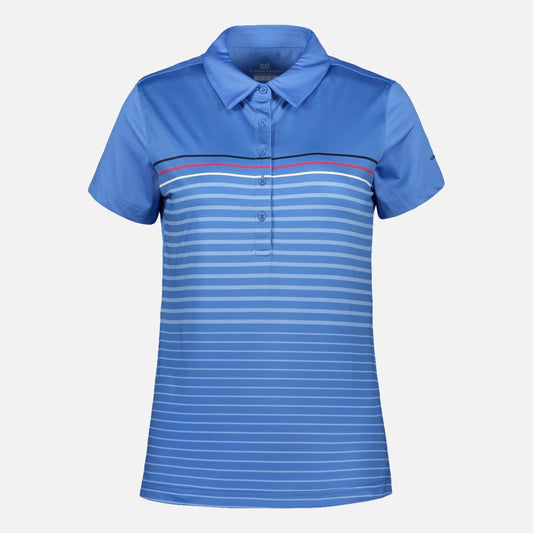 891030 Catmandoo Spry Ladies Golf Polo Shirt Blue Stripe Product Image Front