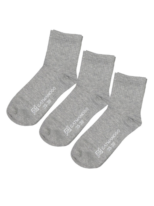 Catmandoo 3-Pack Crew Socks Grey Product Image Triple