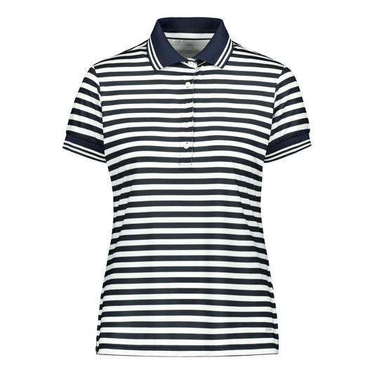 Catmandoo Ladies Polo Shirt in Navy & White Stripe