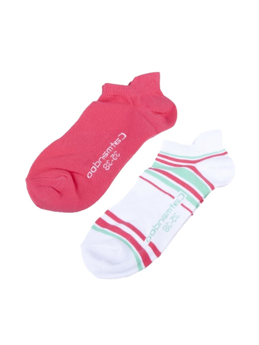 Catmandoo Stripe 2-Pack Trainer Socks White Stripe Pink Product Image
