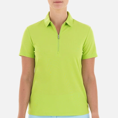 NI0210100 Nivo Nila Ladies Zip-Neck Polo Shirt Lime Product Image Front