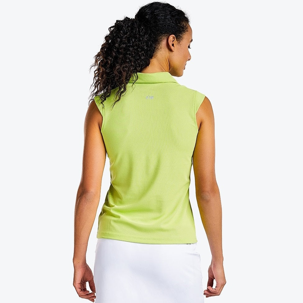 Nivo Ladies Zip-Neck Sleeveless Polo Shirt in Lime