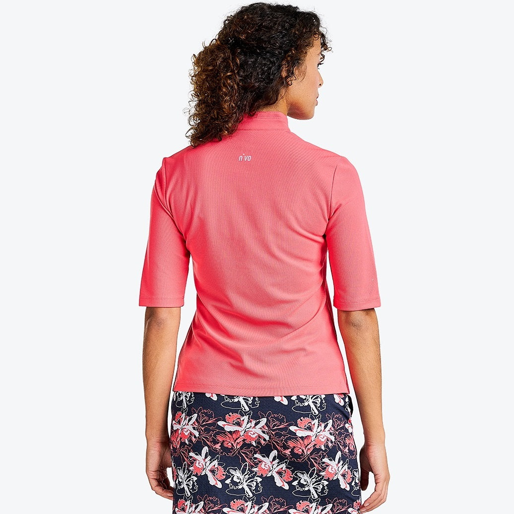 NI0210103_633 Nivo Noa Ladies Half-Sleeve Mock Top Geranium Product Image Rear