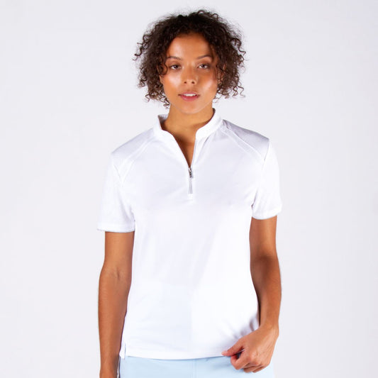 NI2211140 Nivo Womens Mara Mock Neck White Polo Shirt Product Image Front