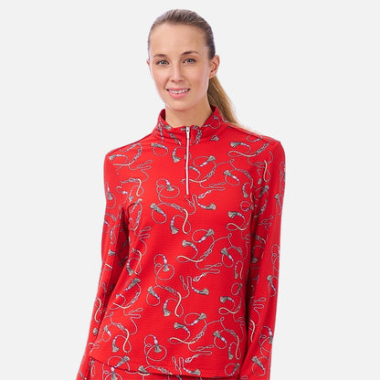 NI2211176 Nivo Lilie Ladies Long Sleeved Liv Cool Top in Red Tassel Product Image Front