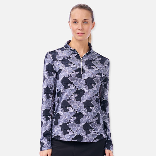 NI2211177 Layne Ladies Long Sleeved Liv Cool Top Black Floral Product Image Front