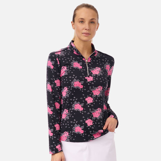 NI2211179 Nivo Laure Ladies Long Sleeved Liv Cool Top in Navy Floral Product Image Front