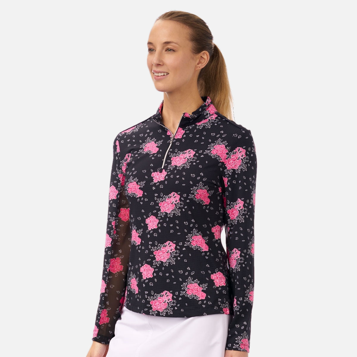 NI2211179 Nivo Laure Ladies Long Sleeved Liv Cool Top in Navy Floral Product Image Side