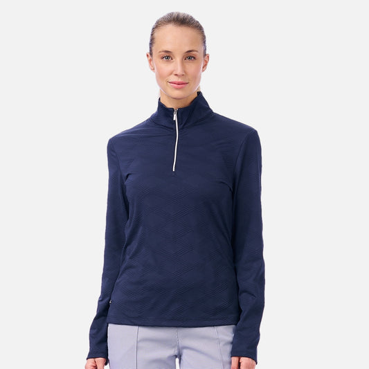 NI2211184 Nivo Womens Maida Long Sleeve Mid Layer Shirt Navy Product Image Front