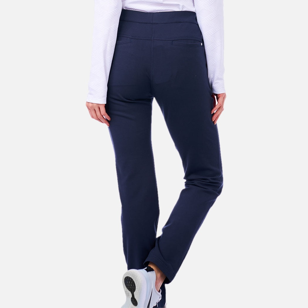 Simon Jersey Women's Bootleg Trousers, Unhemmed Length, Navy | Simon Jersey