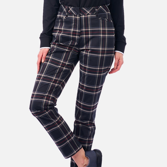 NI2211407 Nivo Marine Ladies Stretch Trouser in Black Plaid Product Image Front