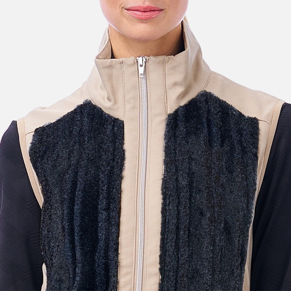 NI2211501 Nivo Manoa Ladies Fur Gilet Taupe Product Image Front Detail