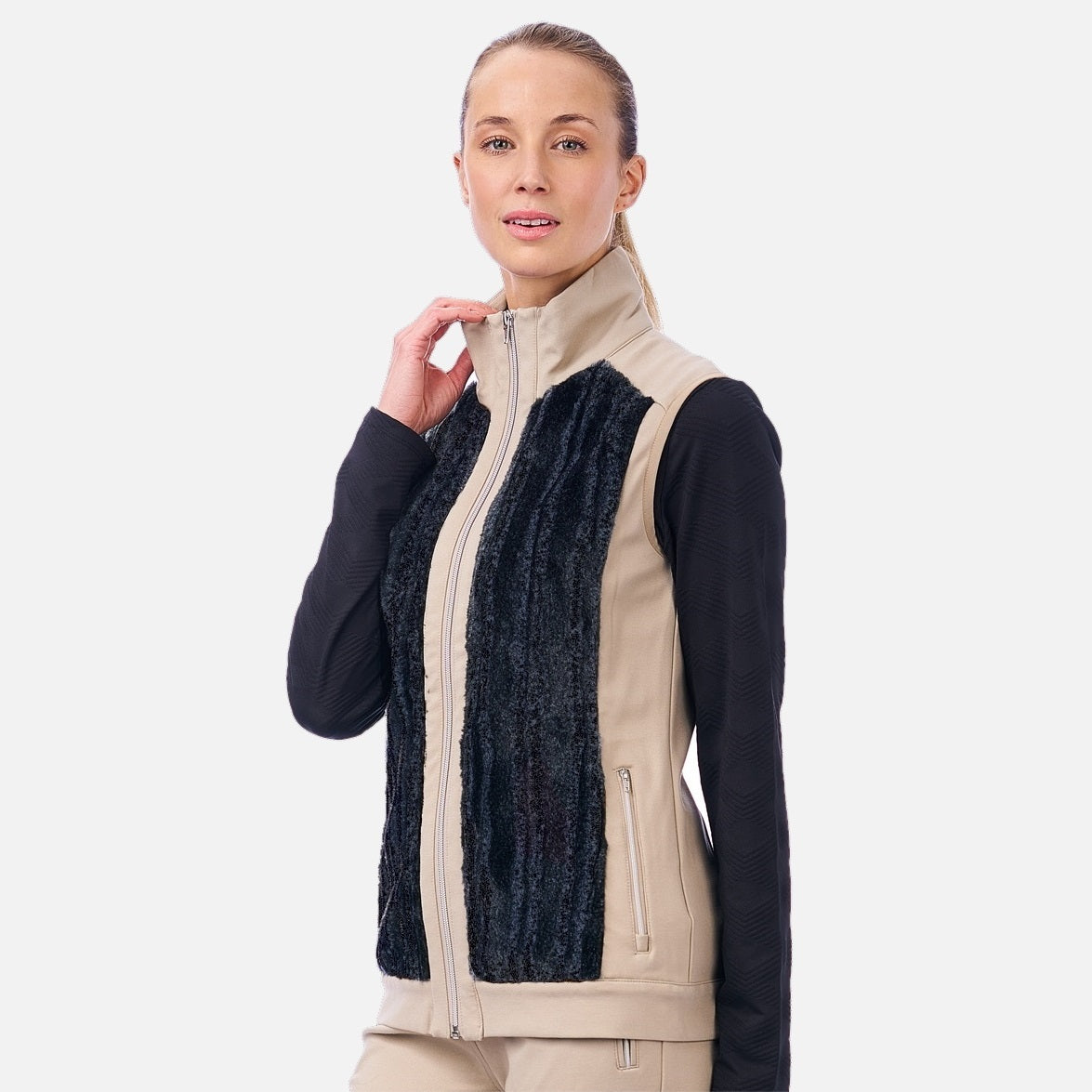 NI2211501 Nivo Manoa Ladies Fur Gilet Taupe Product Image Side