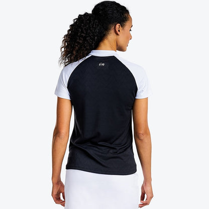 NI3211124_001 Nivo Umber Ladies Zip Neck Mock Golf Shirt Black Product Image Rear