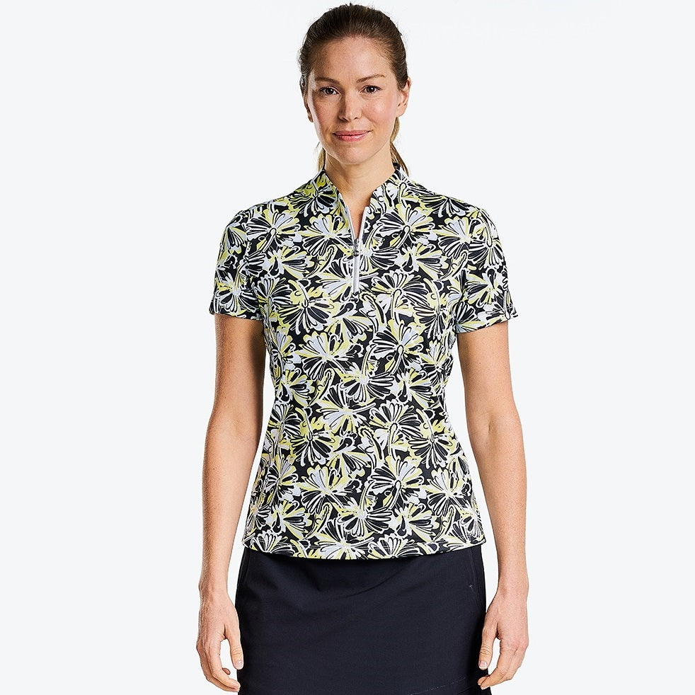 NI3211126_001 Nivo Ursula Ladies Patterned Short Sleeve Golf Shirt Product Image Front