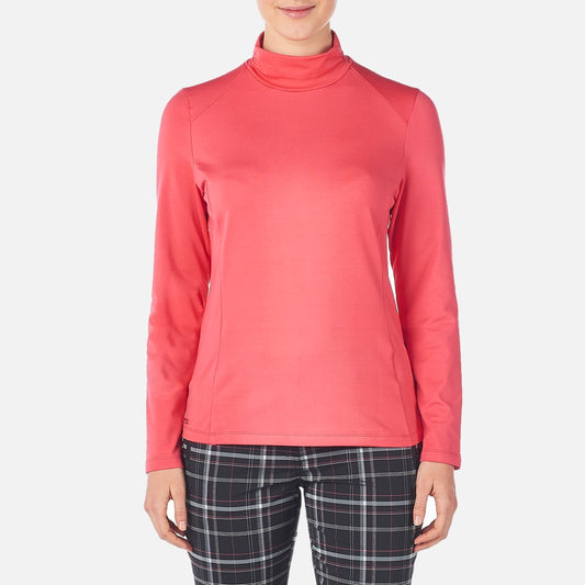 NI8210194 Nivo Celeste Ladies Long Sleeved Roll Neck Top Cerise Product Image Front