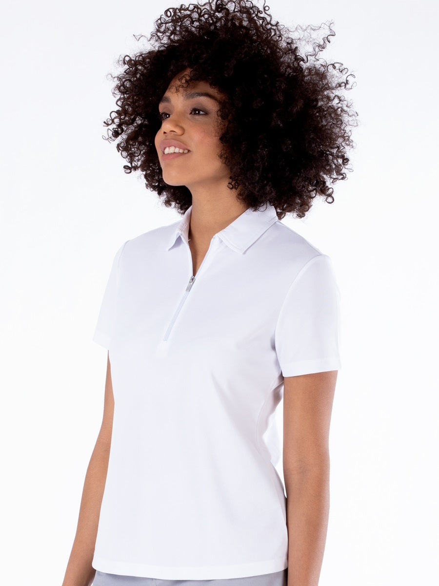 Nivo Nila Ladies Zip-Neck Polo Shirt White Product Image Side