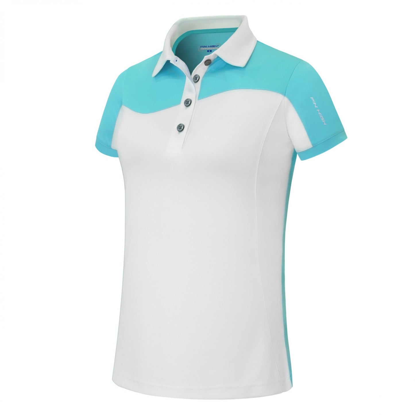 Pin High Womens Wave White & Capri Polo Shirt Product Image Front